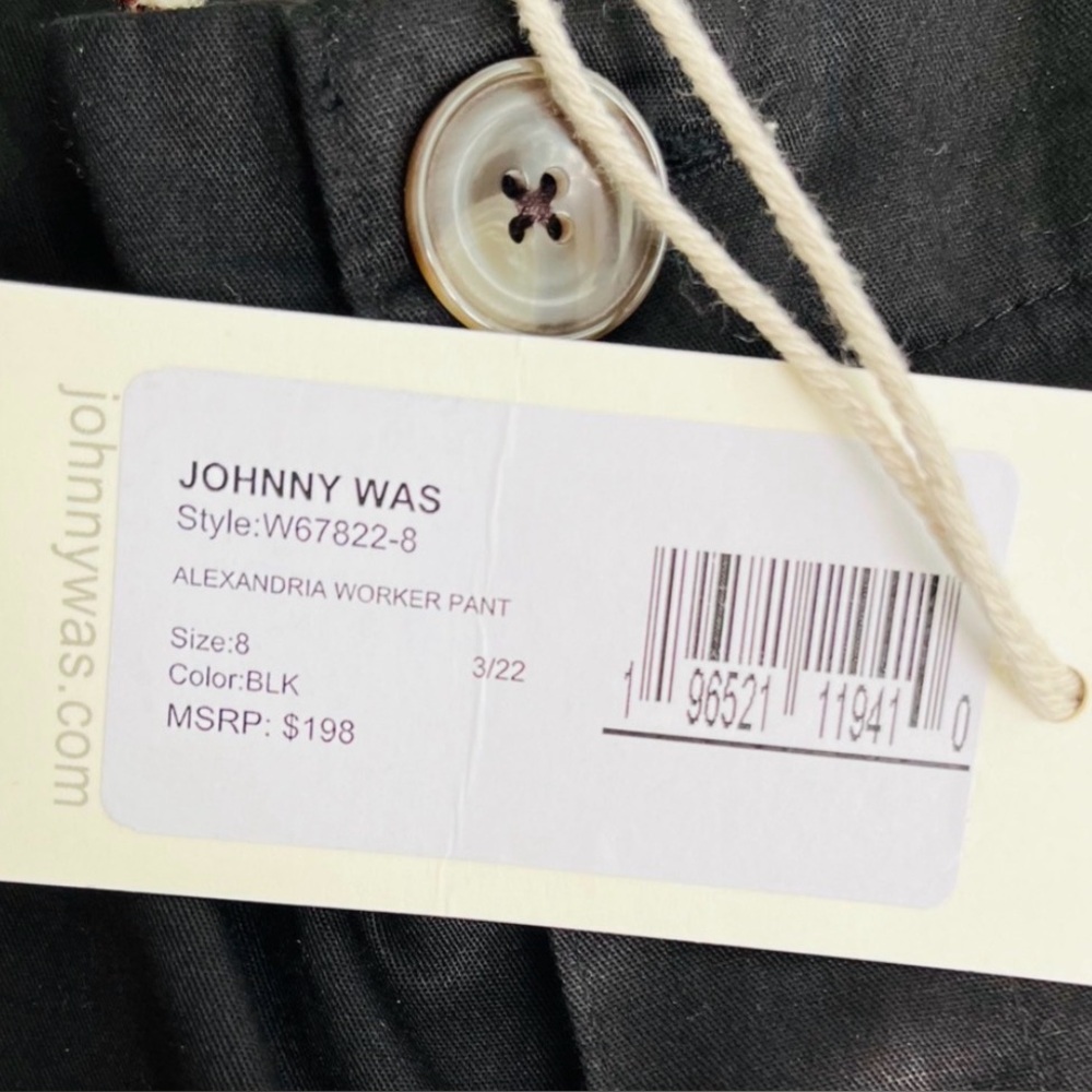 Johnny Was Black Embroidered Ankle Pants with Multicolor Floral Motifs - Picture 7 of 9